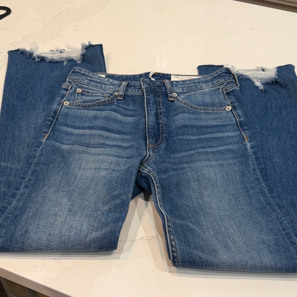 rag & bone Frayed Hem Blue Jeans